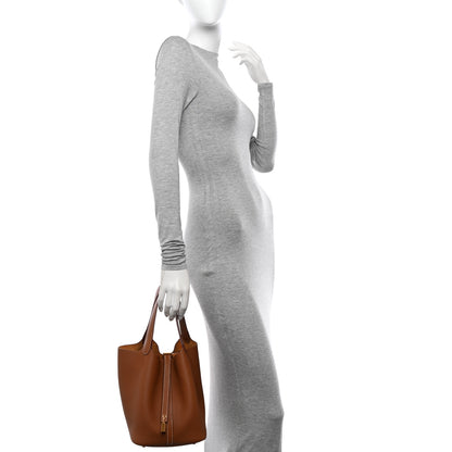Hermes Taurillon Clemence Picotin Lock 22 MM Gold 2 of 10