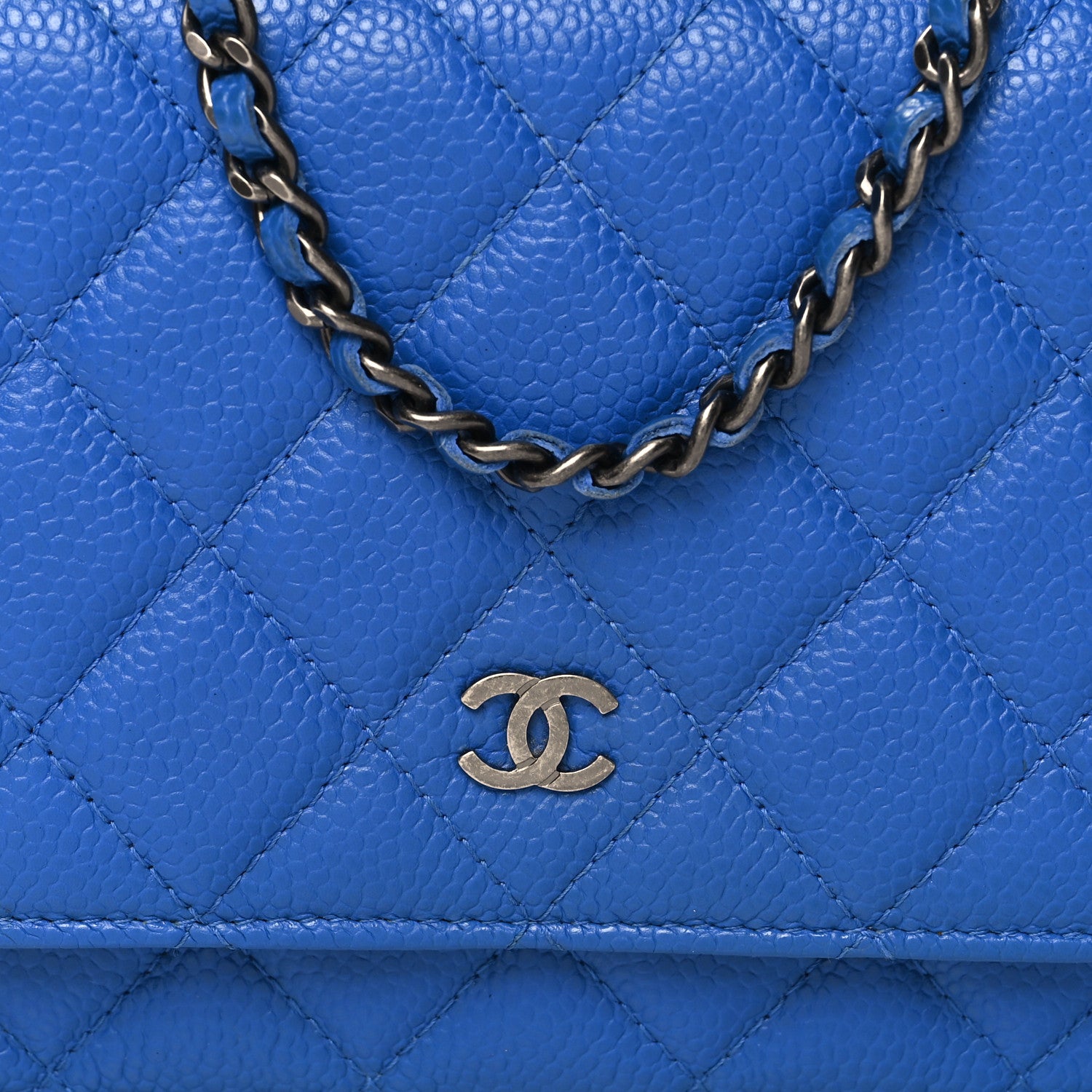 Chanel Caviar Quilted Wallet on Chain WOC Blue 9 of 12