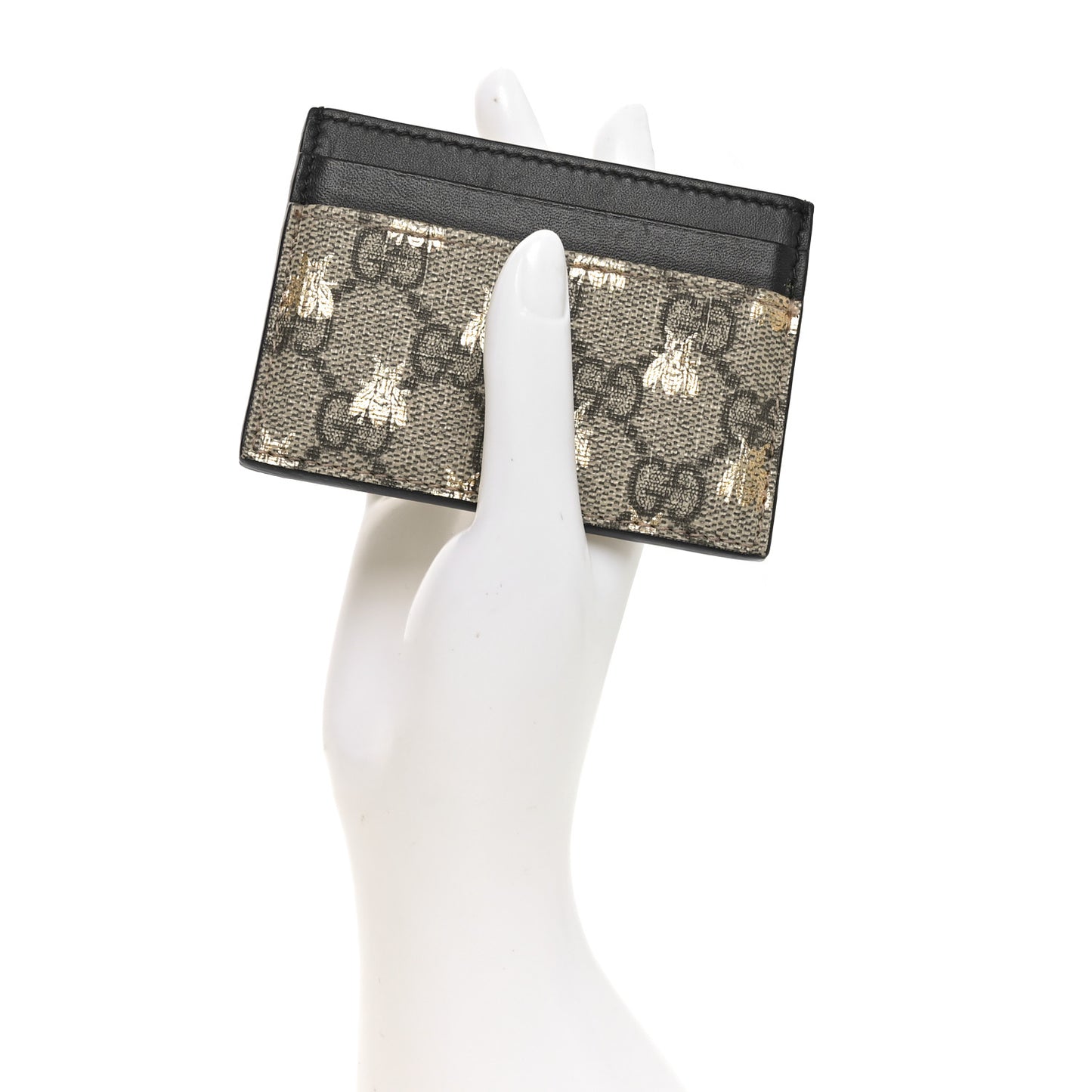 GG Supreme Monogram Bees Card Holder Black