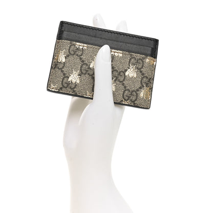 Gucci GG Supreme Monogram Bees Card Holder Black 2 of 7