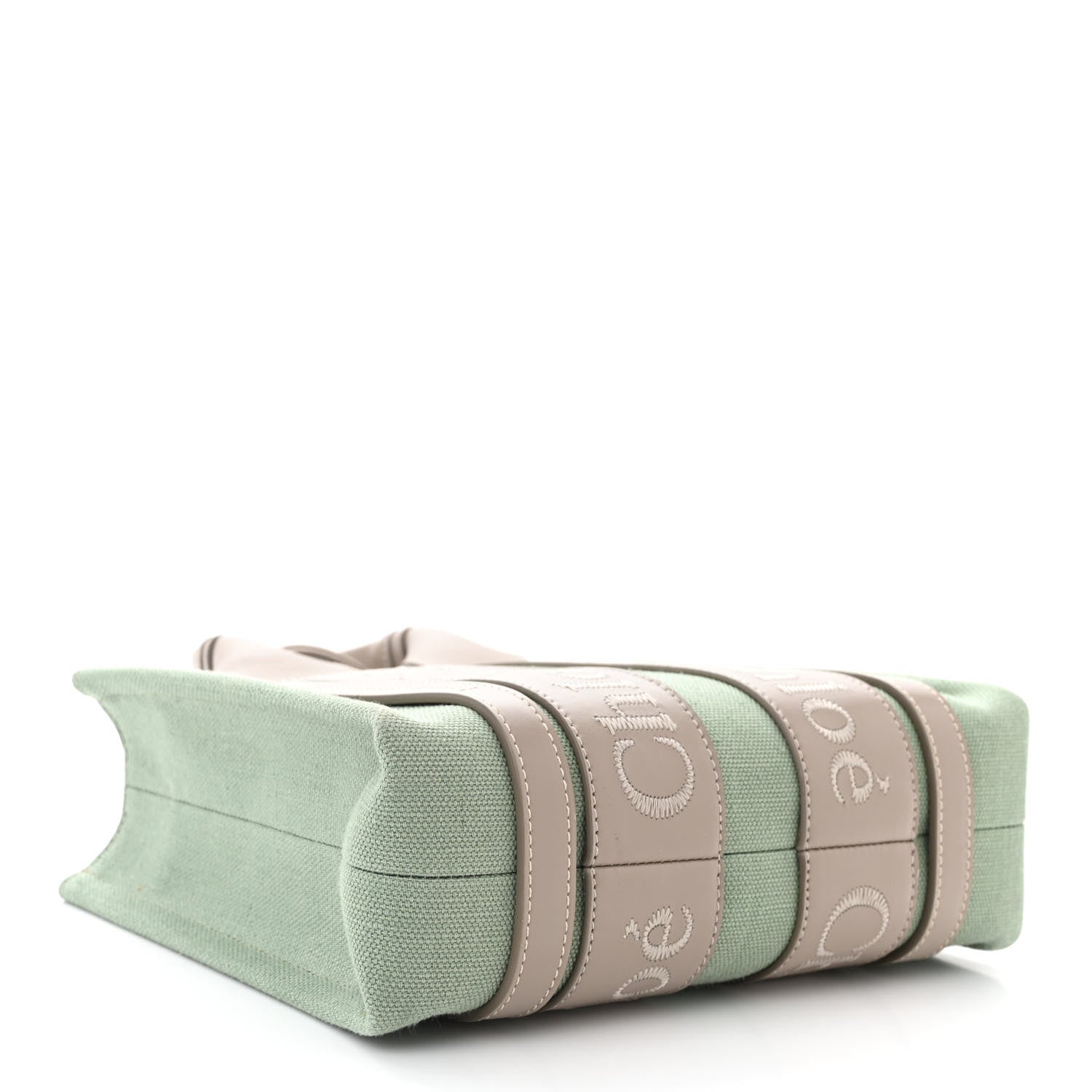 Chloe Cotton Calfskin Small Woody Ribbon Tote Faded Green 4 of 10