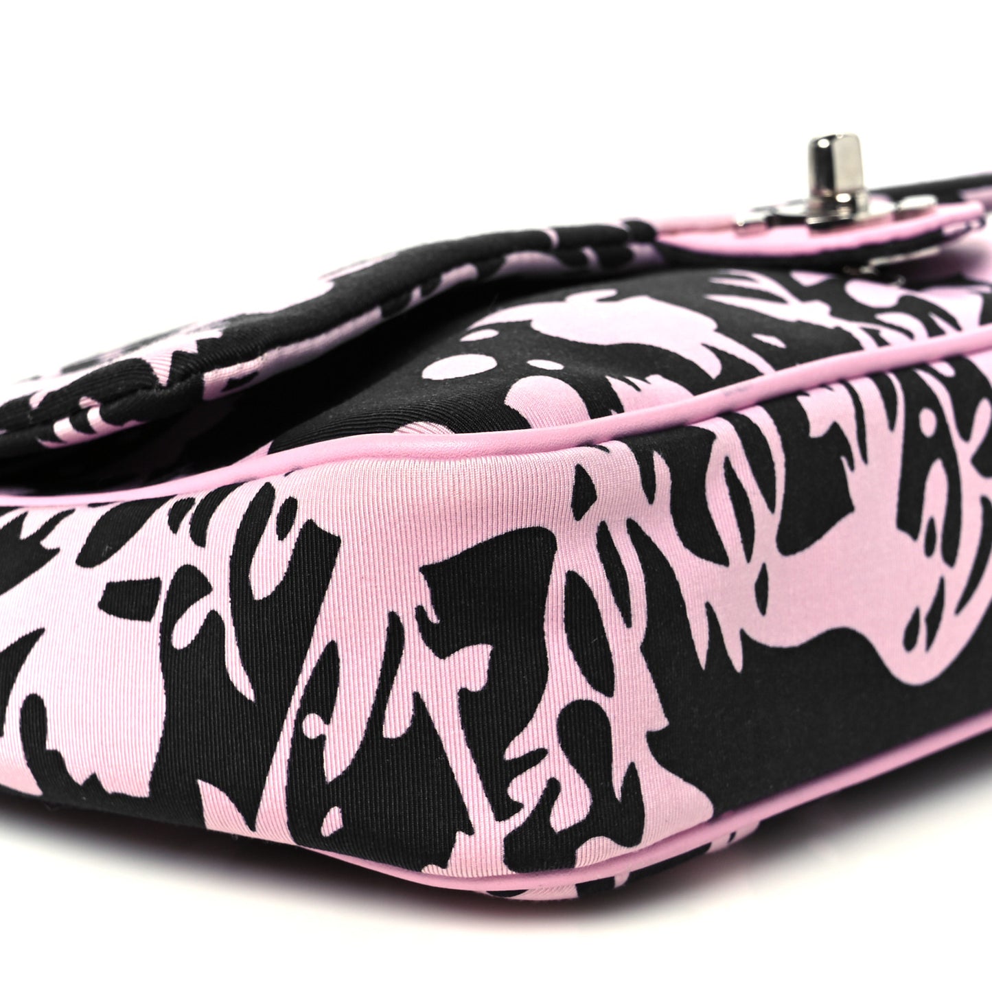 Printed Fabric East West Flap Black Pink