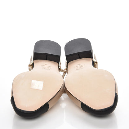 Chanel Satin Cap Toe CC Flats 38 Beige Black 5 of 9