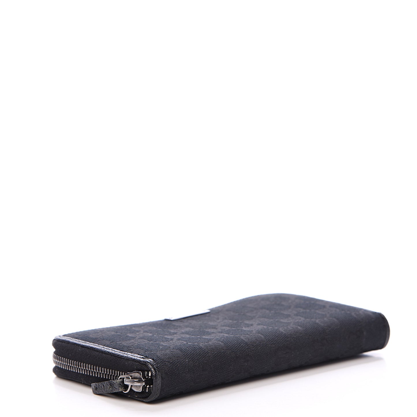 Monogram Metal Bar Zip Around Wallet Black