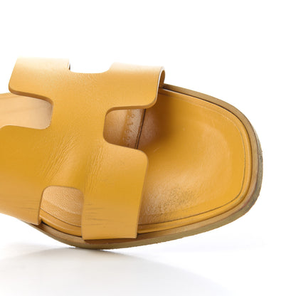 Hermes Box Calfskin Oran Sandals 38 Jaune Citron 15 of 19