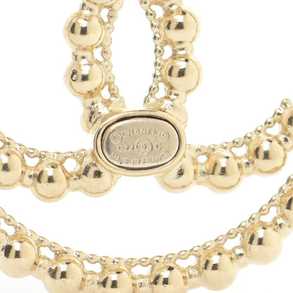 Chanel Metal Bead Round CC Drop Earrings Gold 4 of 5