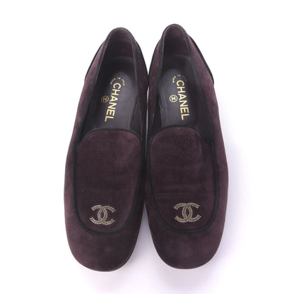 Chanel Suede Calfskin Womens Mocassin CC Flats 41.5 Purple 6 of 12