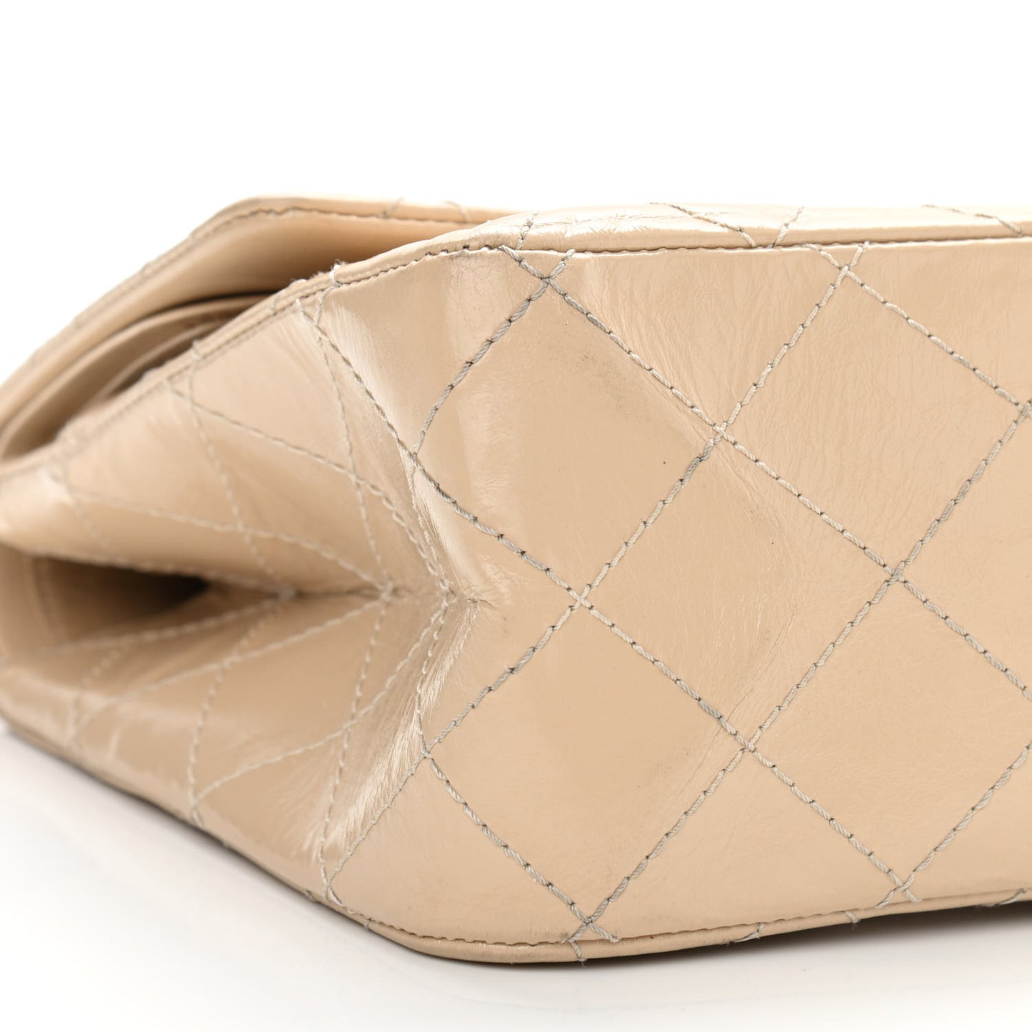 Distressed Patent Calfskin Quilted 2.55 Reissue 227 Flap Beige