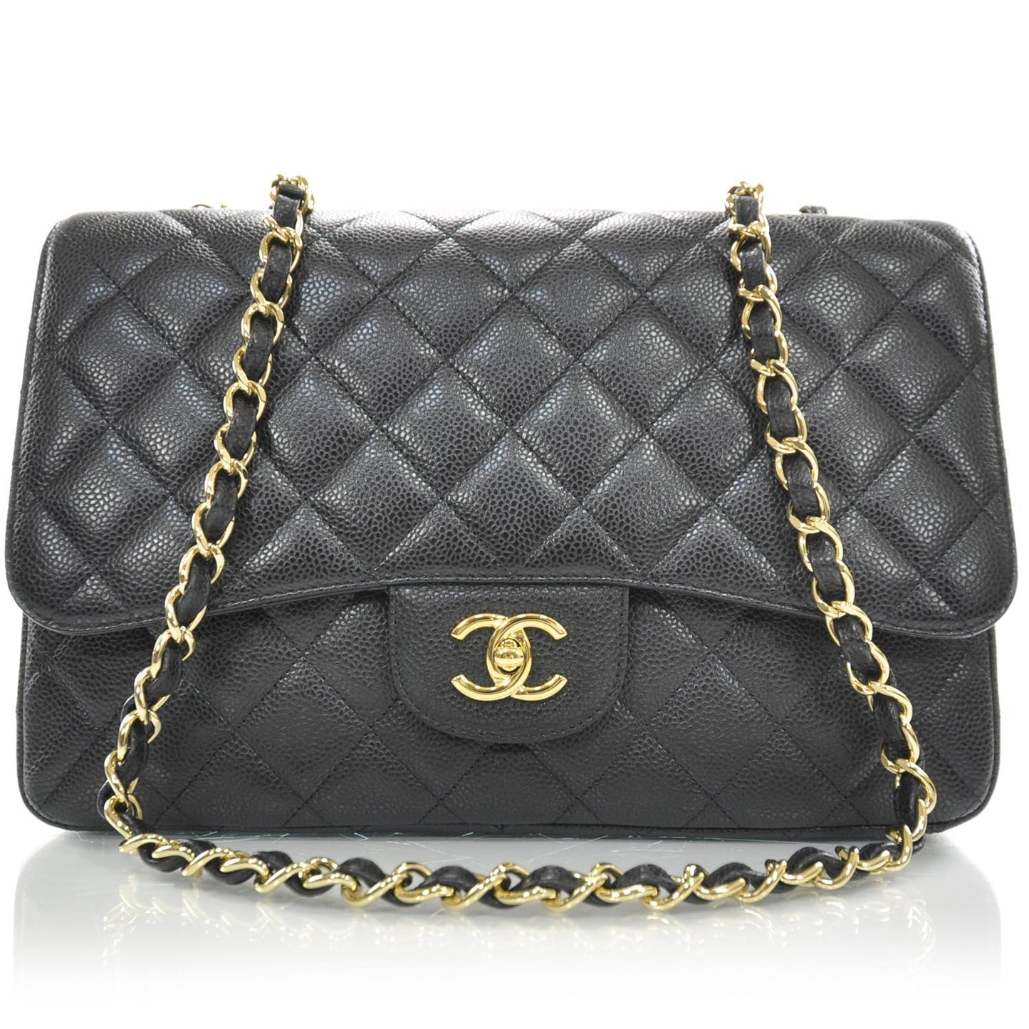 Caviar Jumbo Flap Black GHW