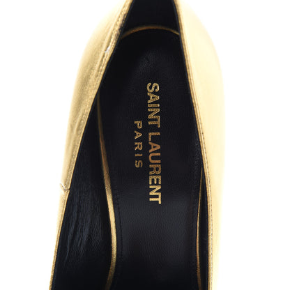 Saint Laurent Calfskin Opyum 100 Pumps 37.5 Gold 6 of 12