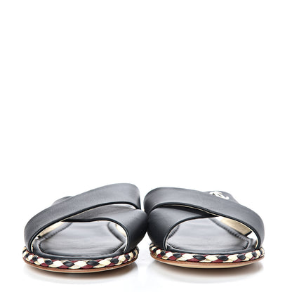 Chanel Lambskin Mule Sandals 37 Black 2 of 8
