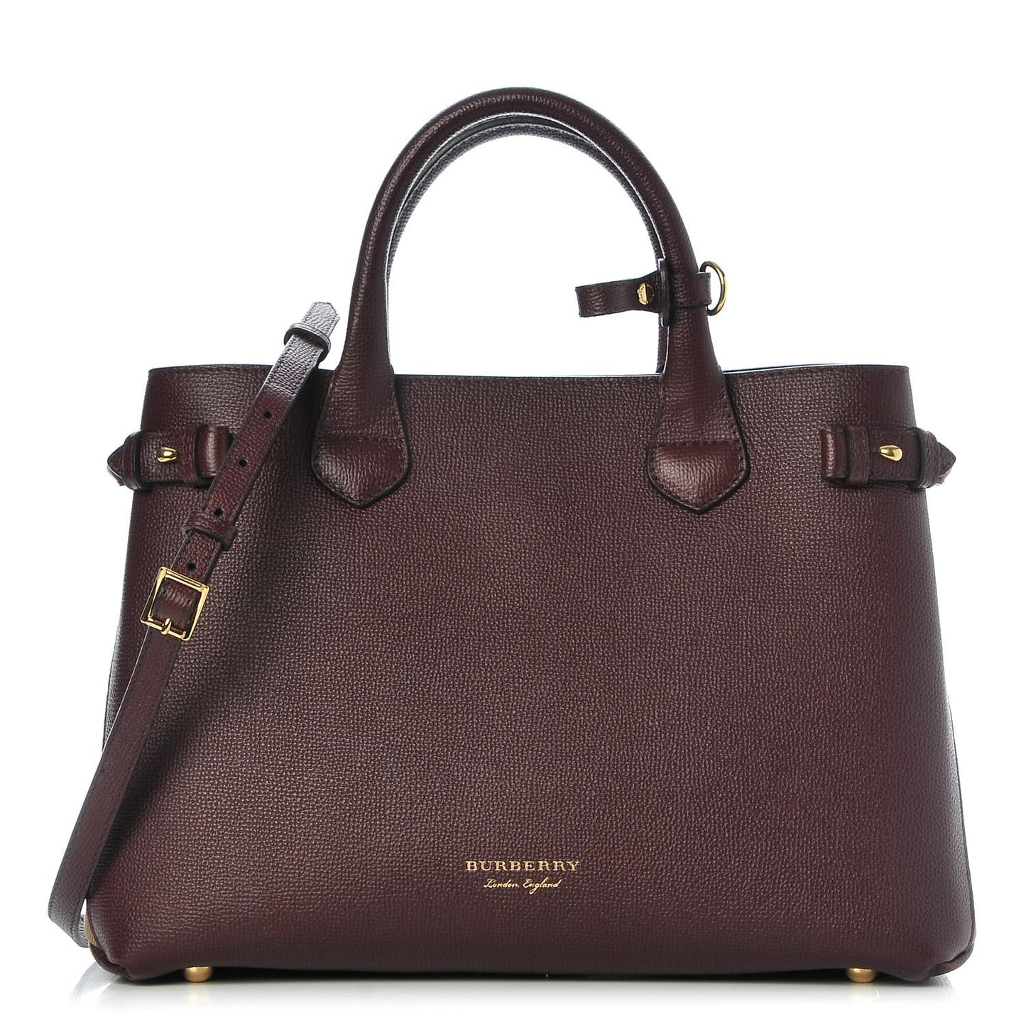 Grainy Calfskin House Check Medium Banner Tote Mahogany Red