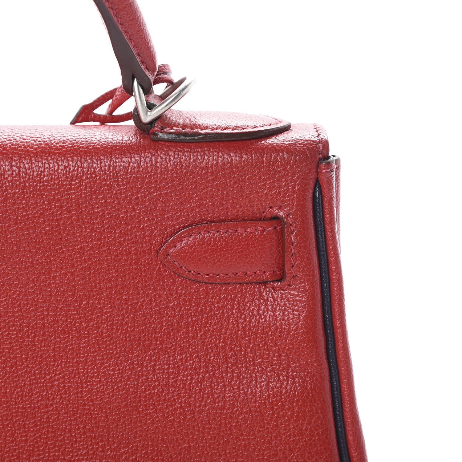 Hermes Chevre Mysore Horseshoe Kelly Retourne 28 Rouge Garance Bleu Obscur 10 of 38
