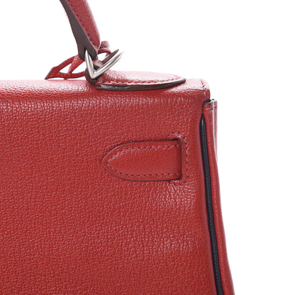 Hermes Chevre Mysore Horseshoe Kelly Retourne 28 Rouge Garance Bleu Obscur 10 of 38