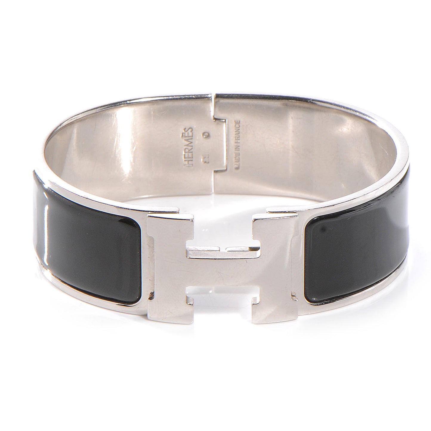 Enamel Clic Clac H Bracelet Wide PM Black