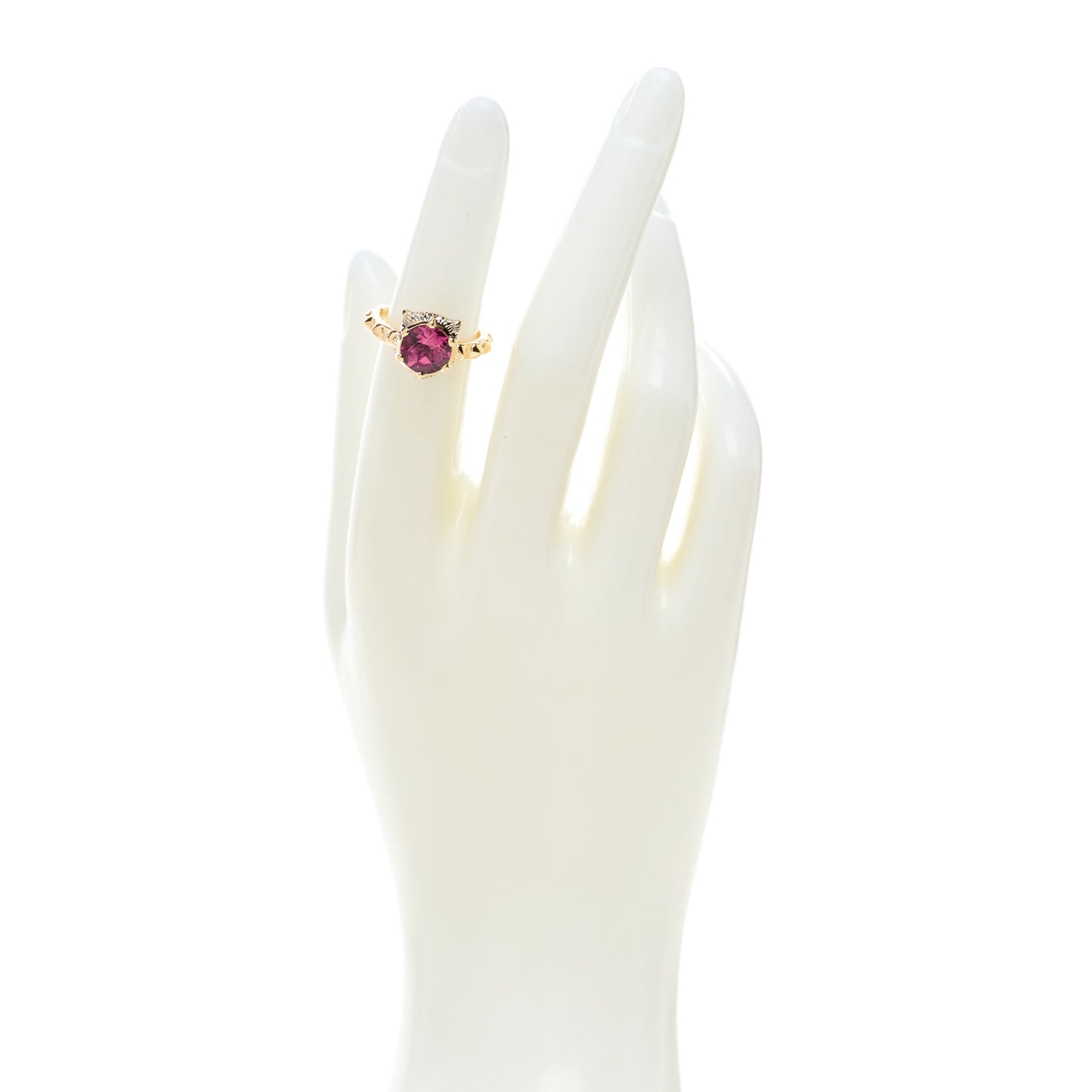 18K Yellow Gold Pink Tourmaline Le Marché Des Merveilles Feline Ring 47 4.25
