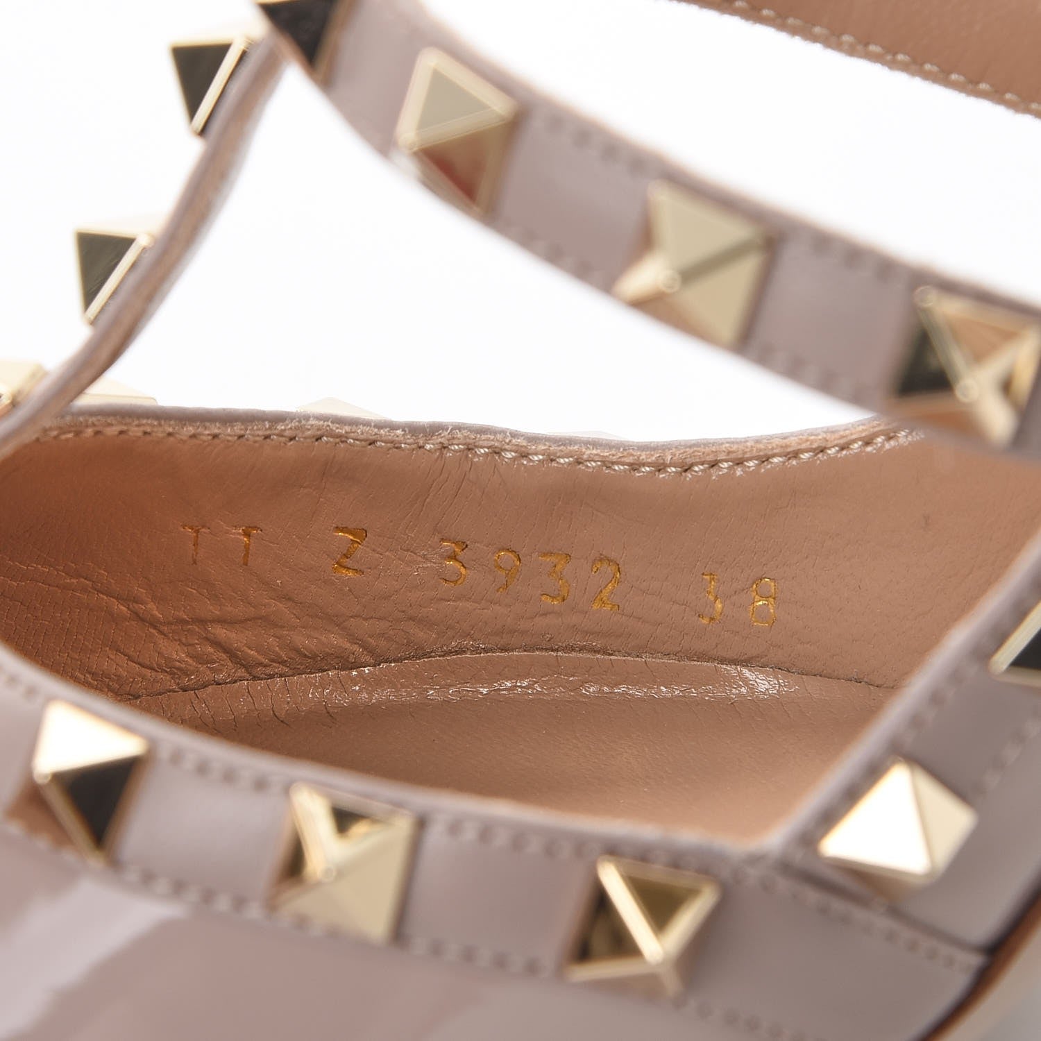 Valentino Garavani Patent Nappa Rockstud Ankle Strap 100mm Pumps 38 Poudre 8 of 9