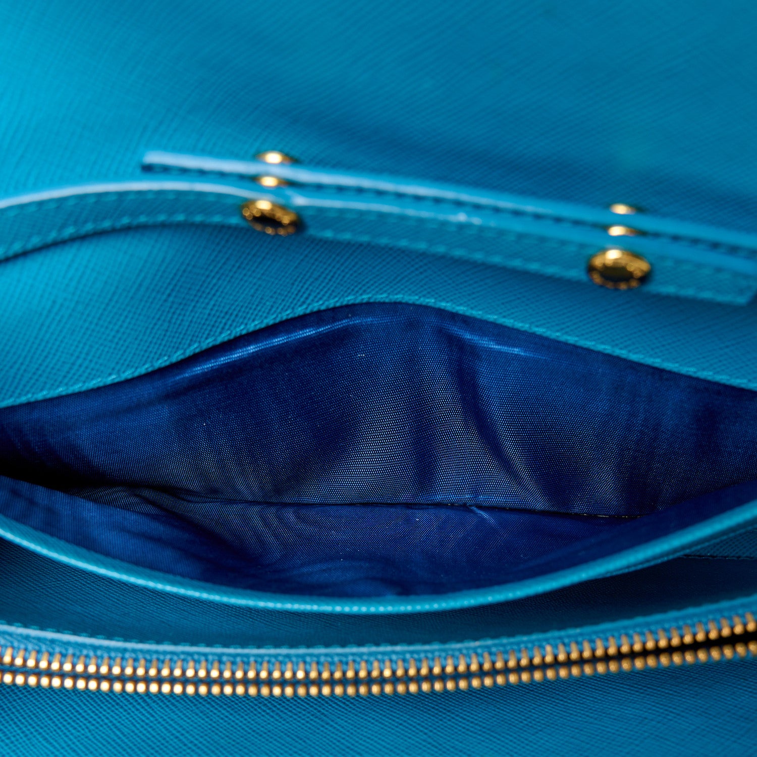 Prada Saffiano Metal Oro Chain Wallet Celeste 7 of 12
