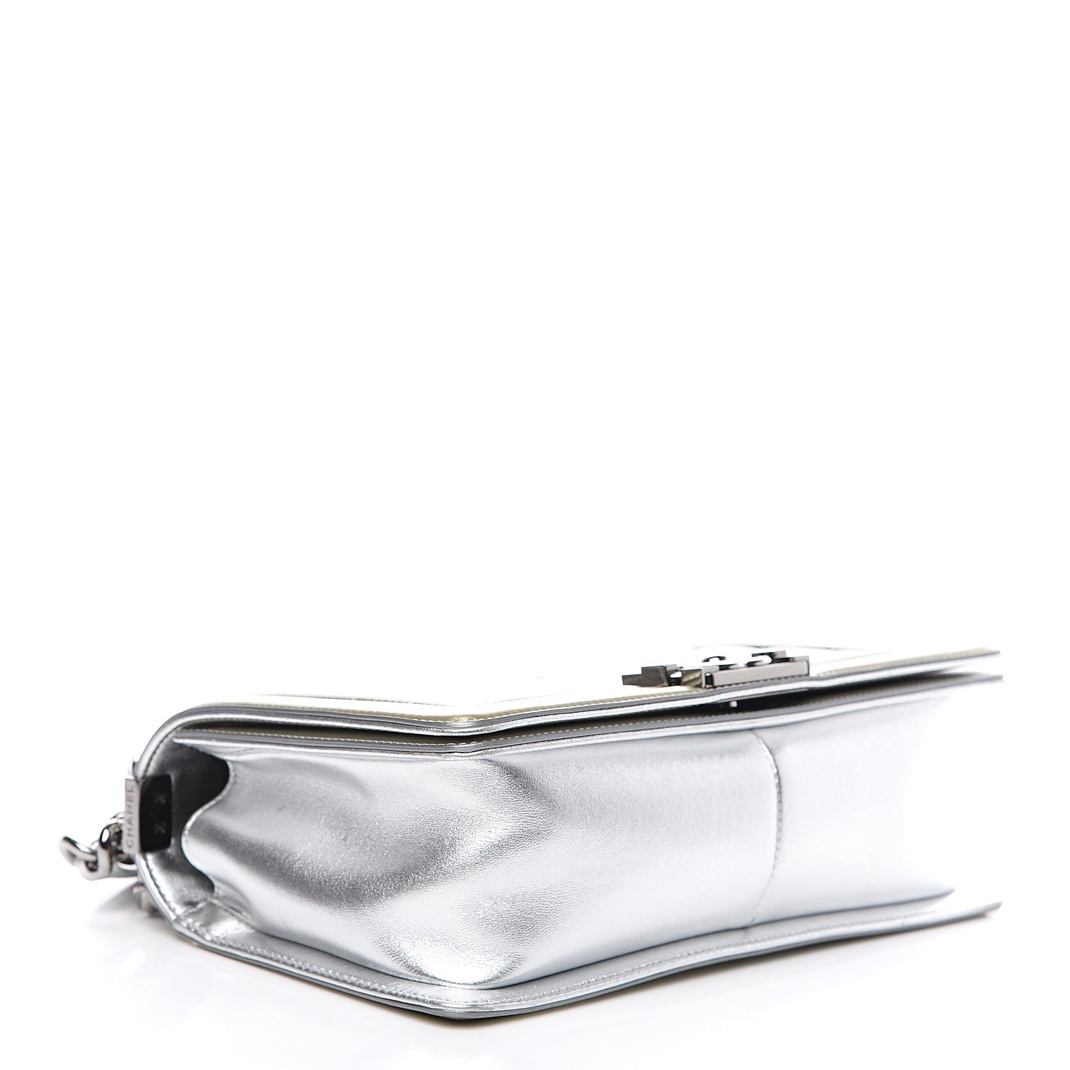 Chanel Metallic Patent Calfskin Quilted Medium Boy Flap Silver 3 of 14