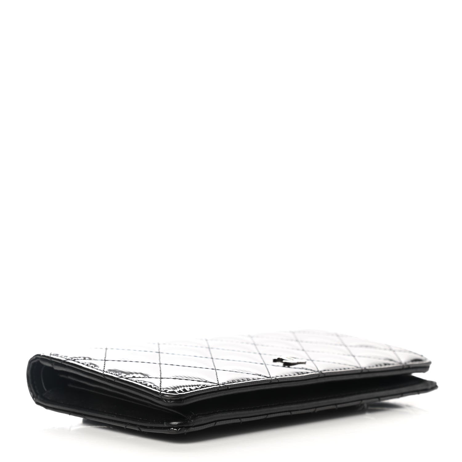 Chanel Striated Patent Yen Wallet Black 4 of 8
