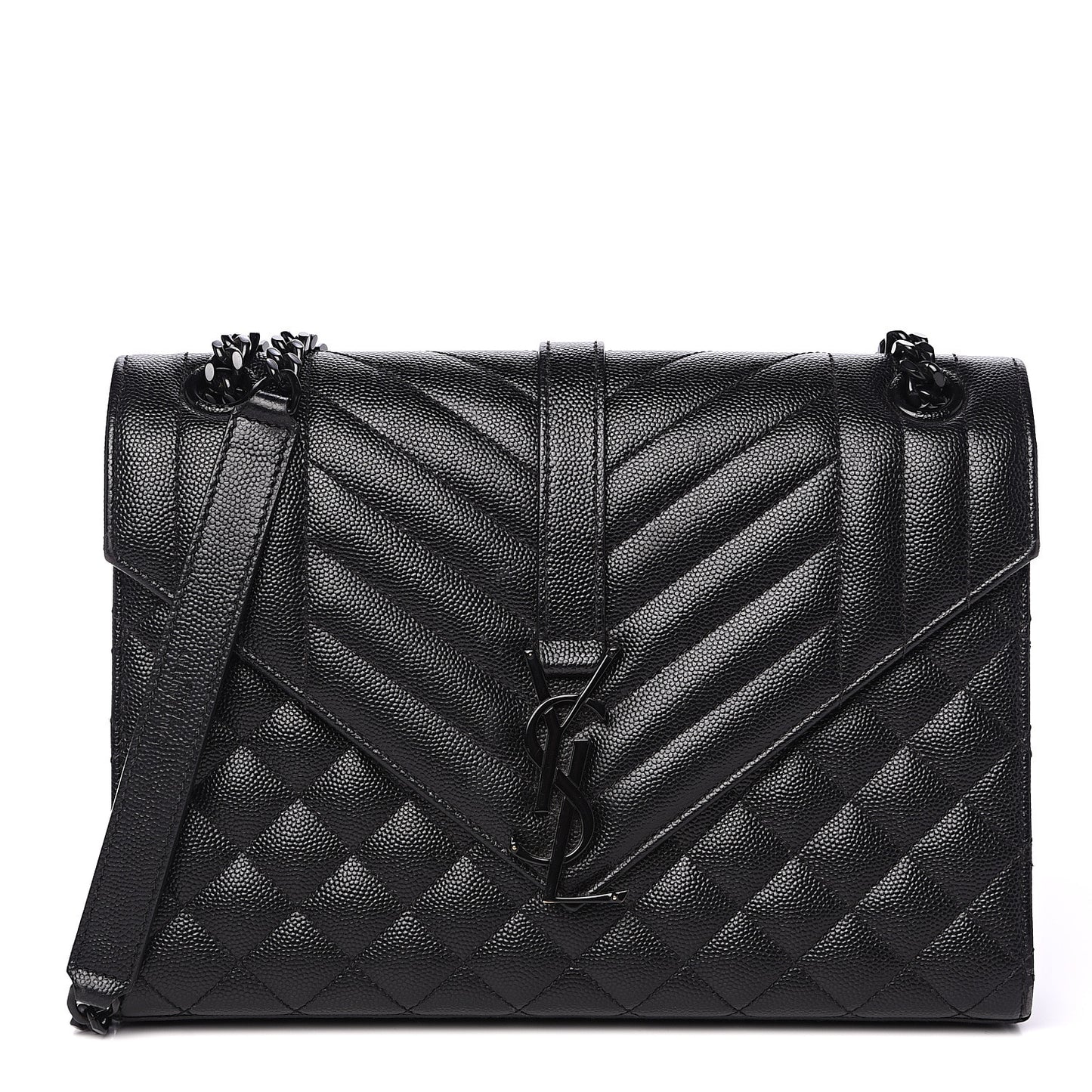 Grain De Poudre Textured Mixed Matelasse Triquilt Medium Monogram Satchel Black