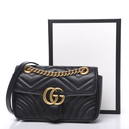 Gucci Calfskin Matelasse Mini GG Marmont Shoulder Bag Black 14 of 14