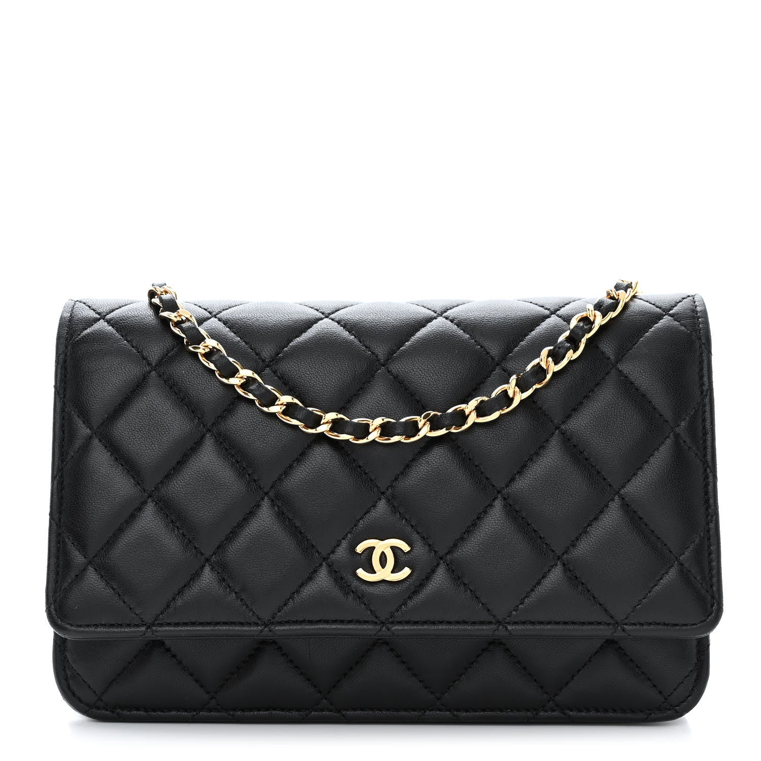 Chanel Lambskin Quilted Wallet On Chain WOC Black 1 of 12