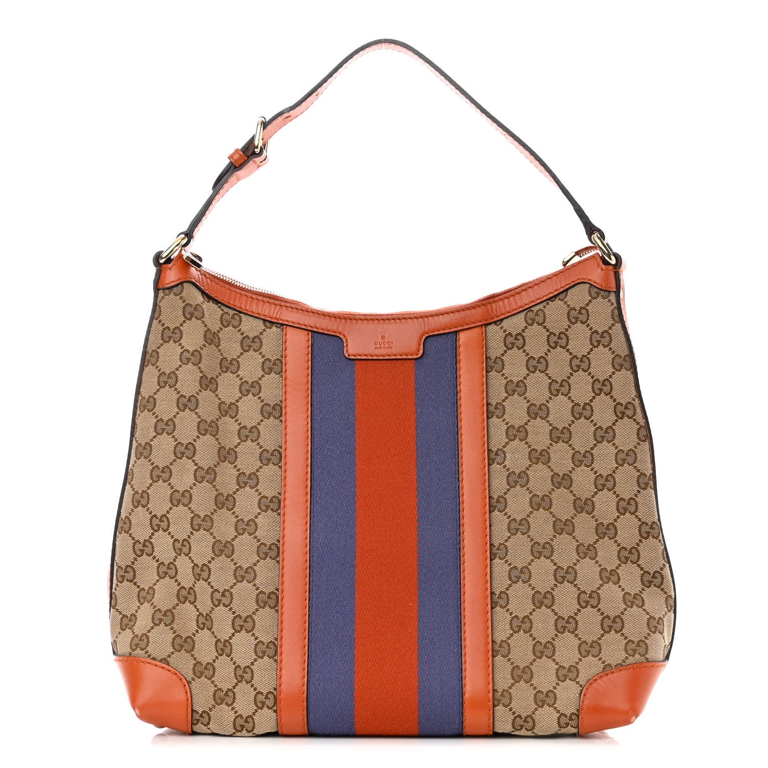 Gucci Monogram Vintage Web Medium Hobo Orange 1 of 10