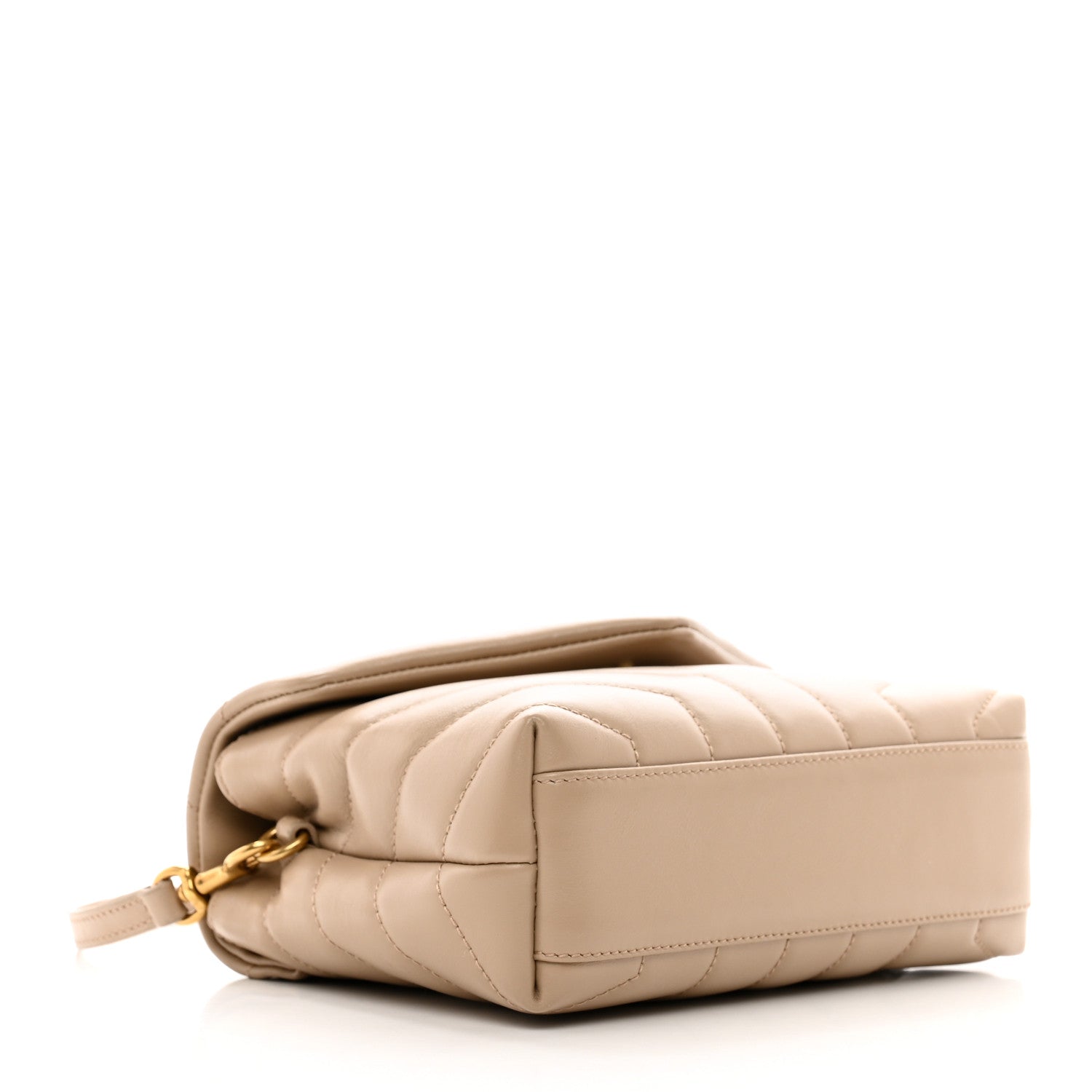 Saint Laurent Calfskin Y Quilted Monogram Toy Loulou Crossbody Bag Latte 4 of 10