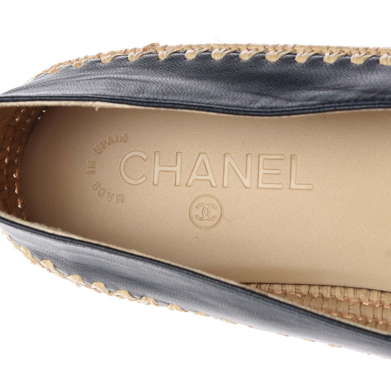 Chanel Lambskin Grosgrain Espadrilles 41 Navy Black 5 of 8