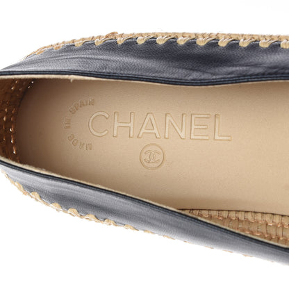 Chanel Lambskin Grosgrain Espadrilles 41 Navy Black 5 of 8