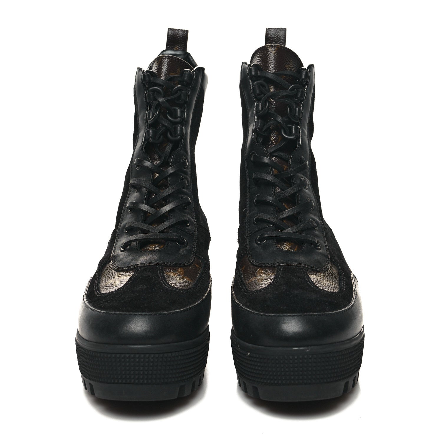 Louis Vuitton Suede Calfskin Monogram Laureate Platform Desert Boots 38.5 Black 2 of 8