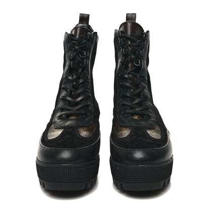 Louis Vuitton Suede Calfskin Monogram Laureate Platform Desert Boots 38.5 Black 2 of 8
