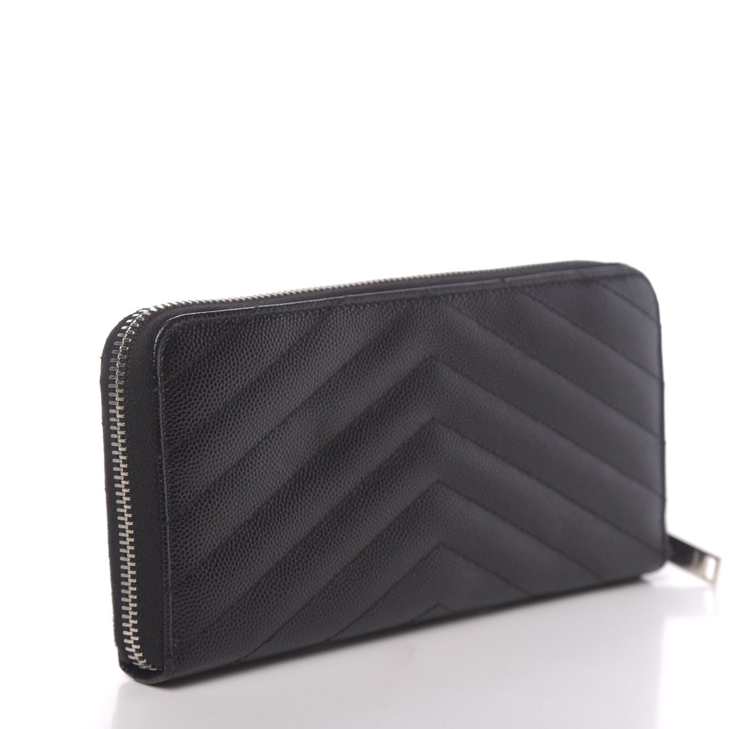 Grain De Poudre Matelasse Chevron Monogram Zip Around Wallet Black