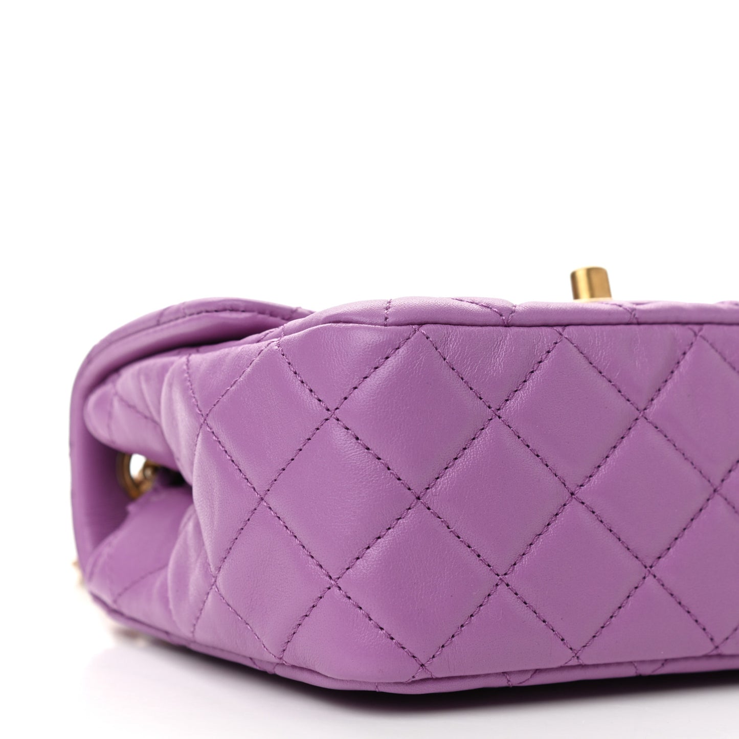Lambskin Quilted Mini Pearl Crush Flap Purple