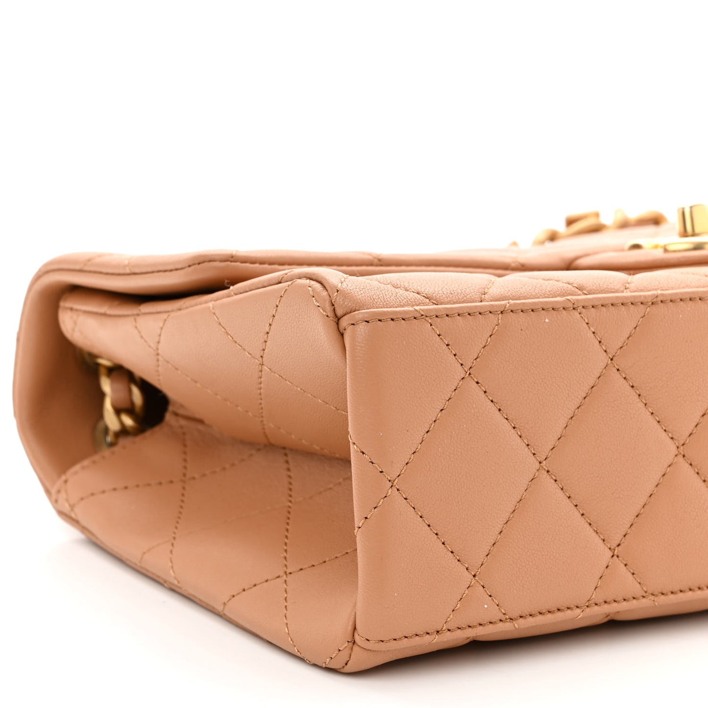 Lambskin Quilted Chaine Lettre Flap Brown