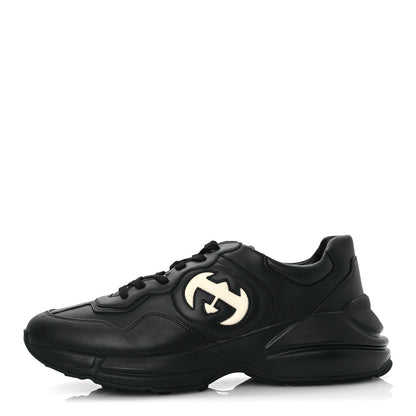 Gucci Dali Soft Calfskin Cut Out Interlocking G Mens Rhyton Sneakers 11 Black Ivoire 1 of 10
