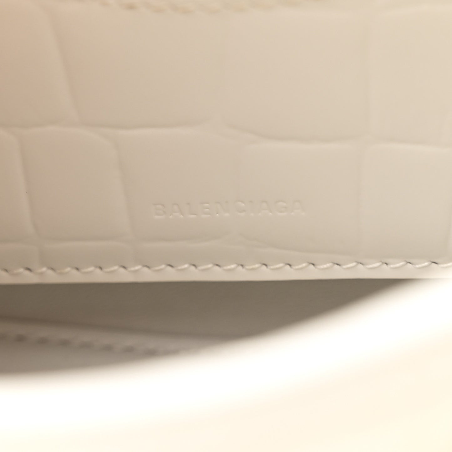 Semi Shiny Calfskin Crocodile Embossed Neo Classic Silver Hardware Nano City Crossbody White