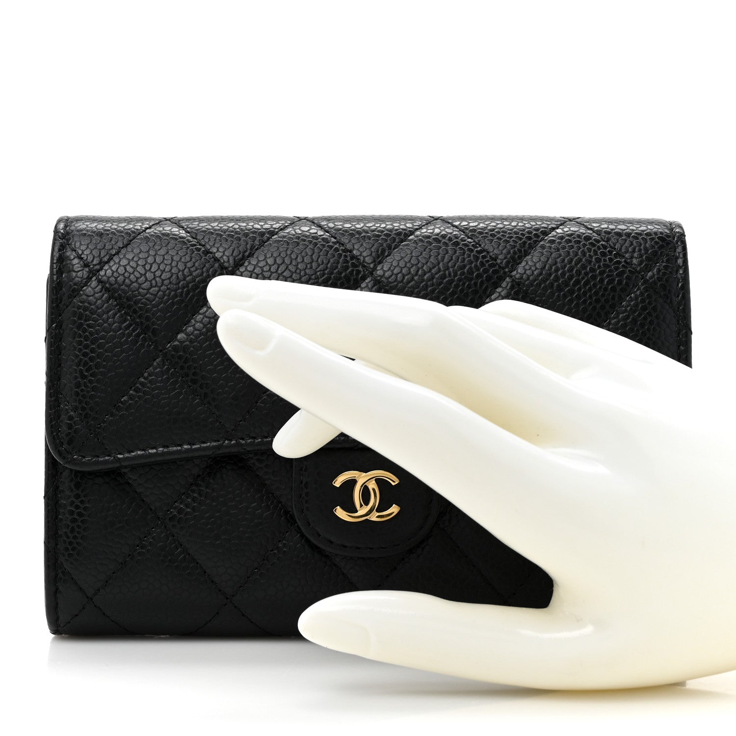 Chanel Caviar Quilted Medium Flap Wallet Black 2 of 8