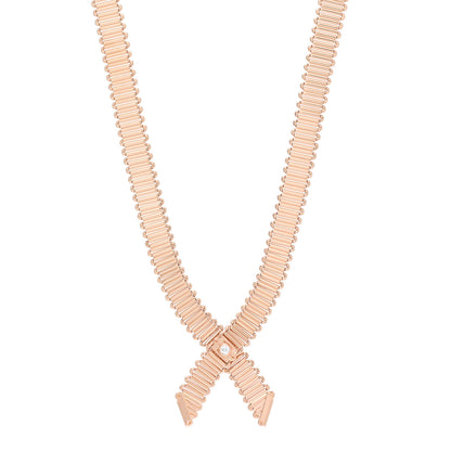 Tiffany 18K Rose Gold Diamond .10ctw Ribbon Crossover Necklace 1 of 6