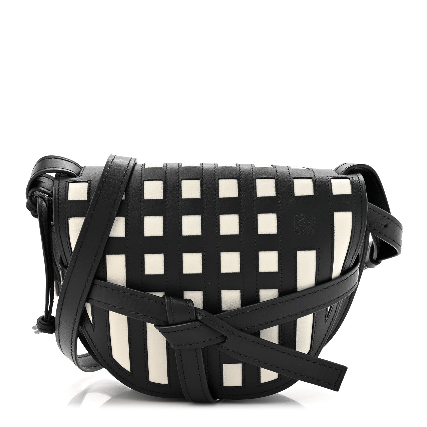 Loewe Calfskin Small Gate Crossbody Bag Black White 1 of 14