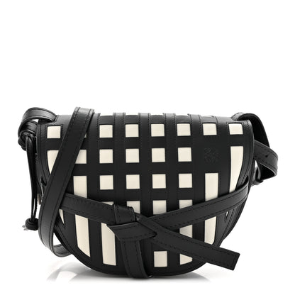 Loewe Calfskin Small Gate Crossbody Bag Black White 1 of 14