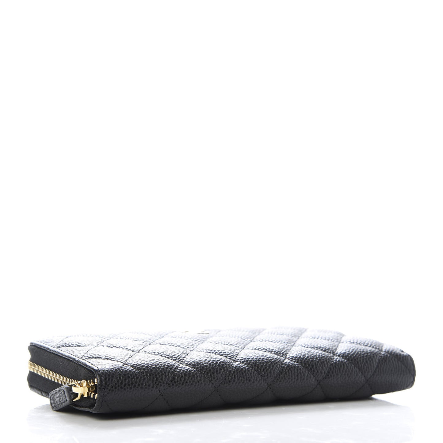 Caviar Quilted Large Gusset Zip Around Wallet Black