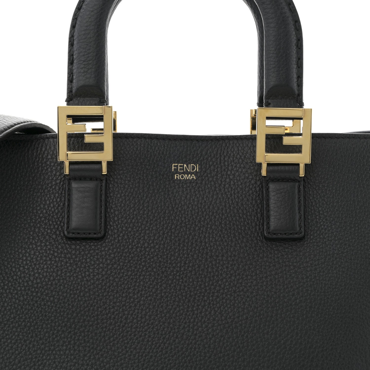 Fendi Cuoio Romano Selleria Medium FF Tote Black 8 of 10
