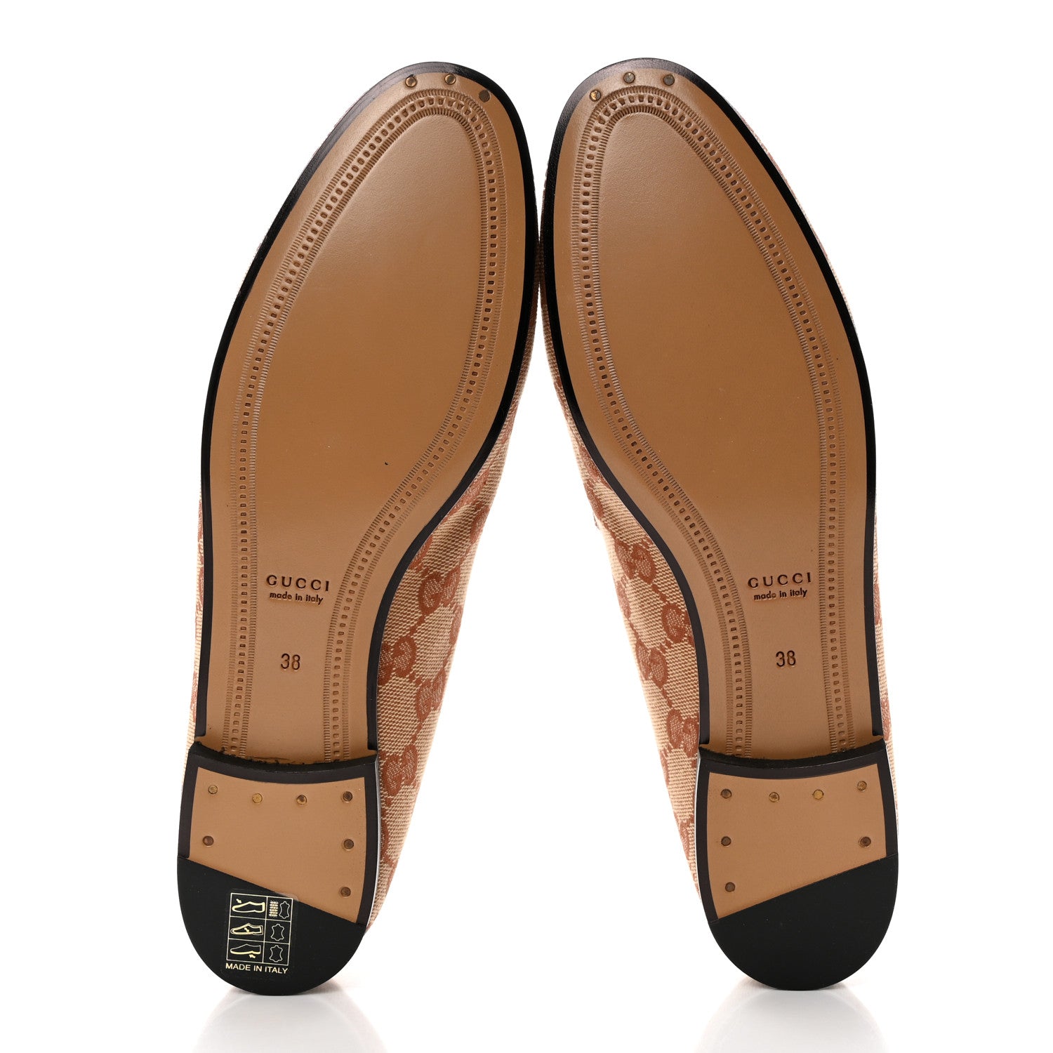 Gucci Canvas GG Monogram Horsebit Womens Jordaan Loafers 38 Beige Ruggine Rust 5 of 9