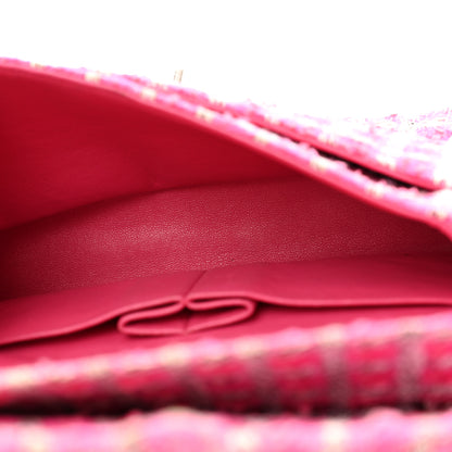 Chanel Tweed Quilted Medium Double Flap Hot Pink 5 of 13