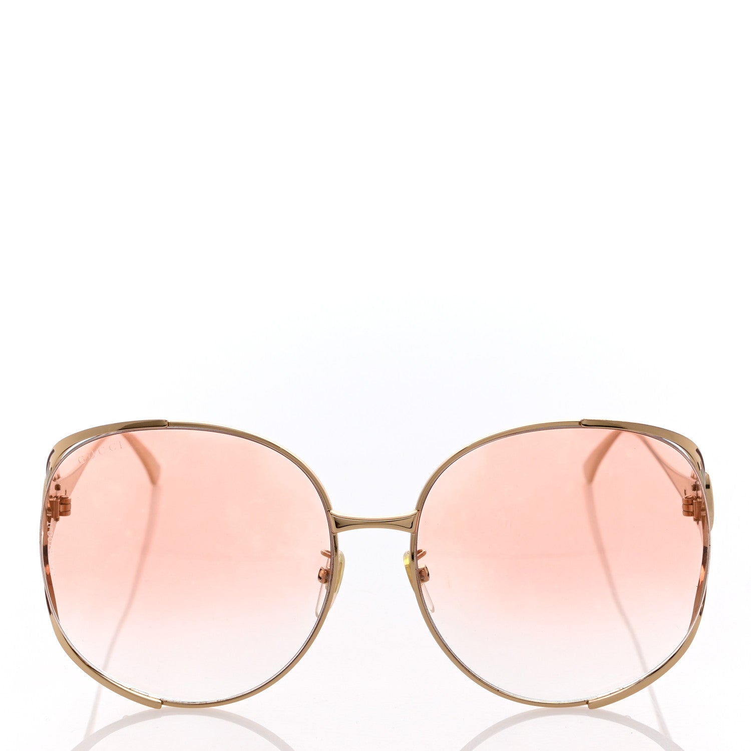 Gucci Metal Oversized Round Frame GG0225S Sunglasses Gold 2 of 7