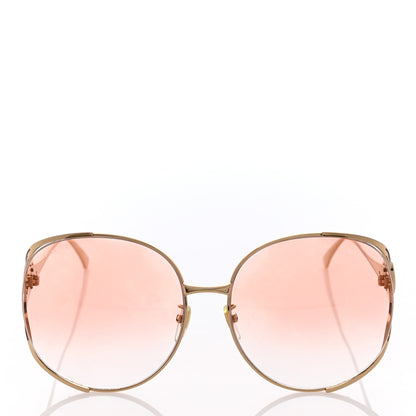 Gucci Metal Oversized Round Frame GG0225S Sunglasses Gold 2 of 7