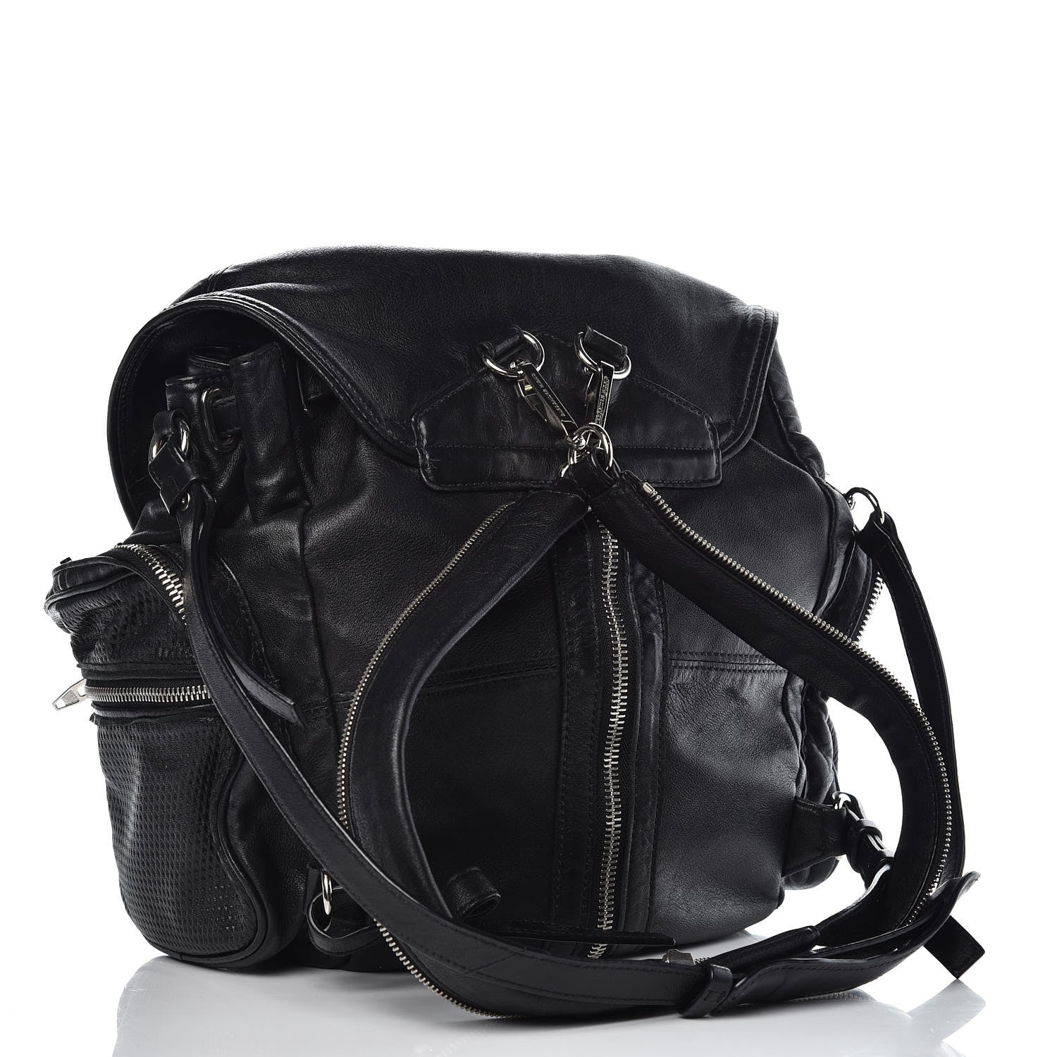 Alexander Wang Lambskin Marti Backpack Bag Washed Black Rhodium Hardware 3 of 7