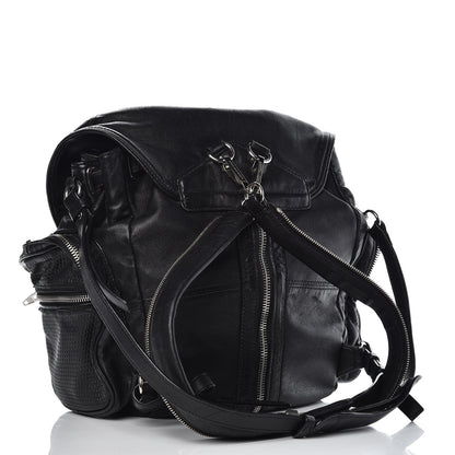 Alexander Wang Lambskin Marti Backpack Bag Washed Black Rhodium Hardware 3 of 7